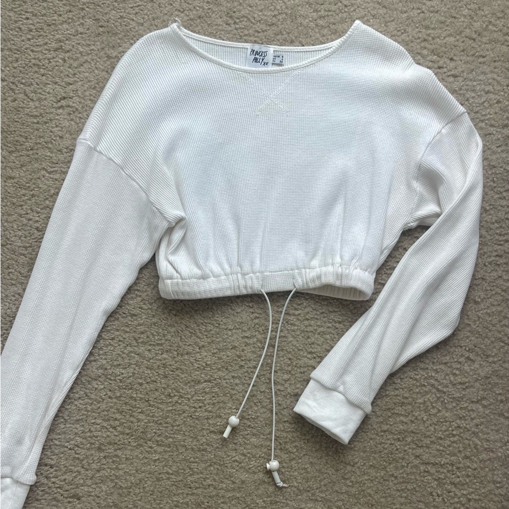 Princess Polly White Long Sleeve Crop Top